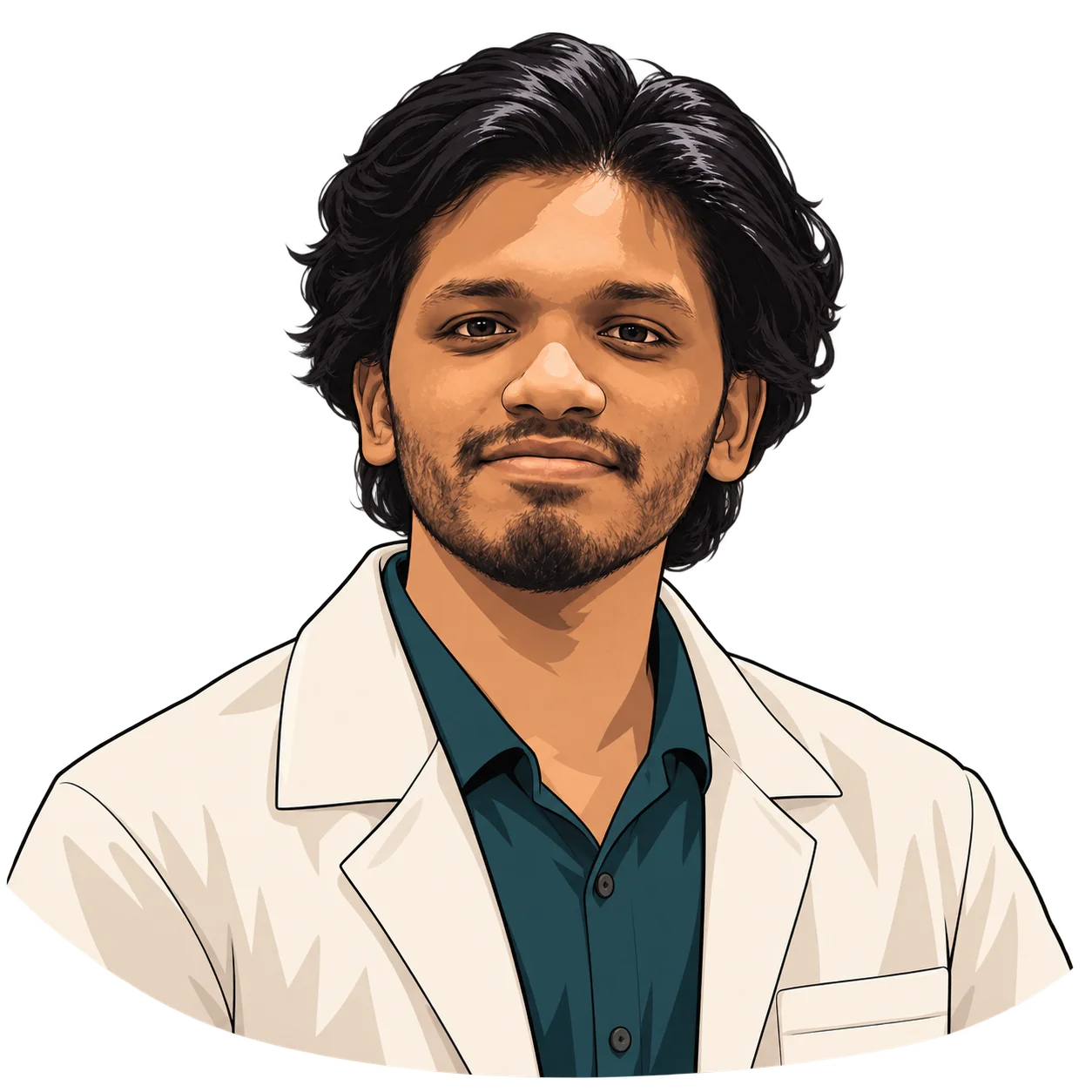 Cel illustration of Shihab Shahriar, retaining his own face and natural hair